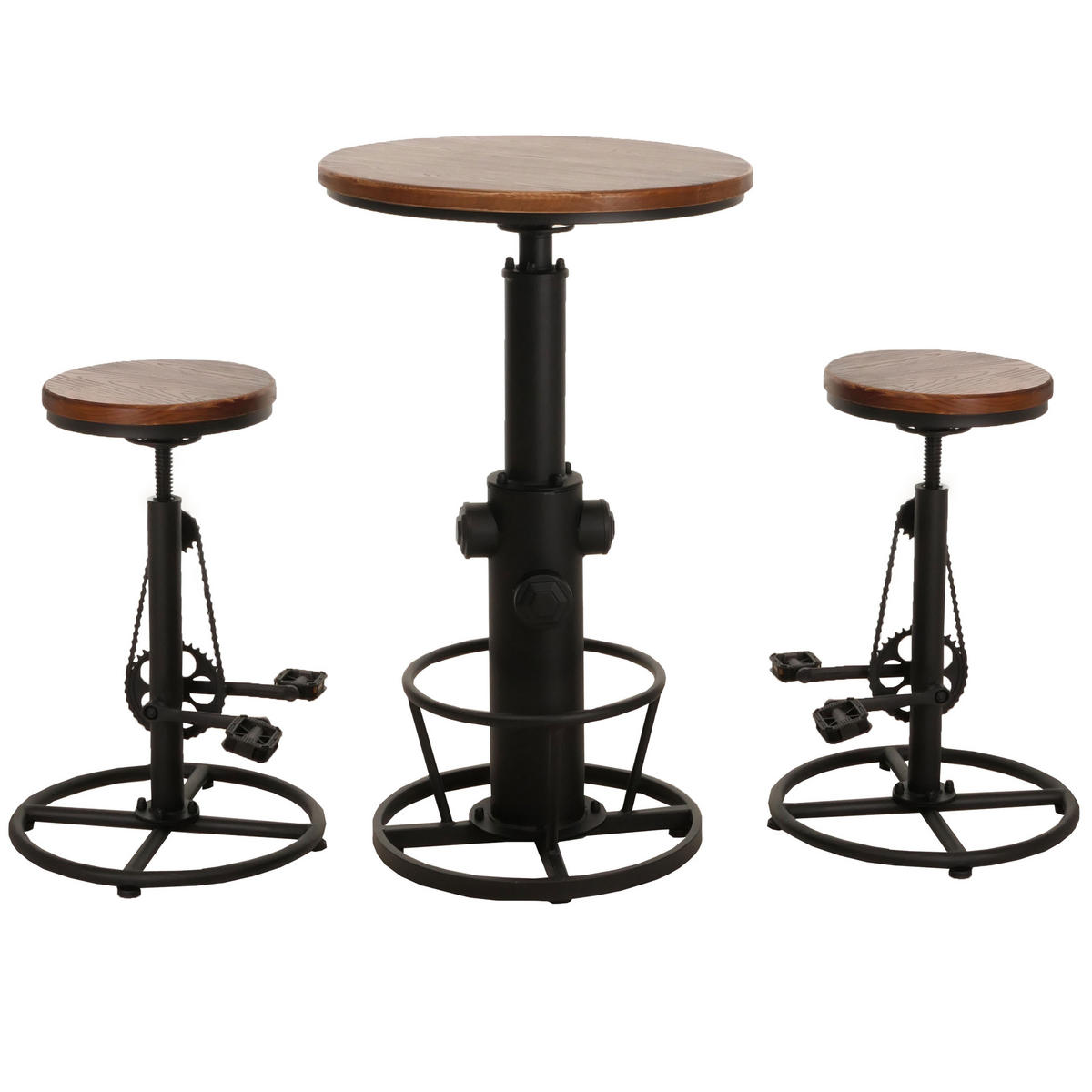 BARTISCH + BARHOCKER rund Braun 3er-Set - Braun, Holz (61/123/61cm) - MCW