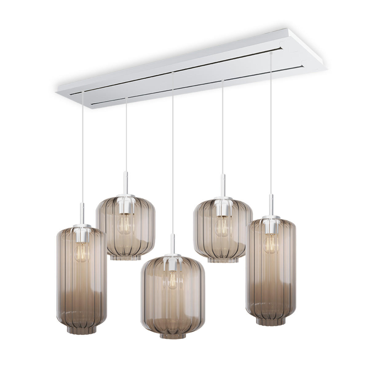 HÄNGELEUCHTE Velo 5-flammig Klar Ø 18/20/25cm - Klar/Weiß, Glas (25/25/27cm) - s.luce