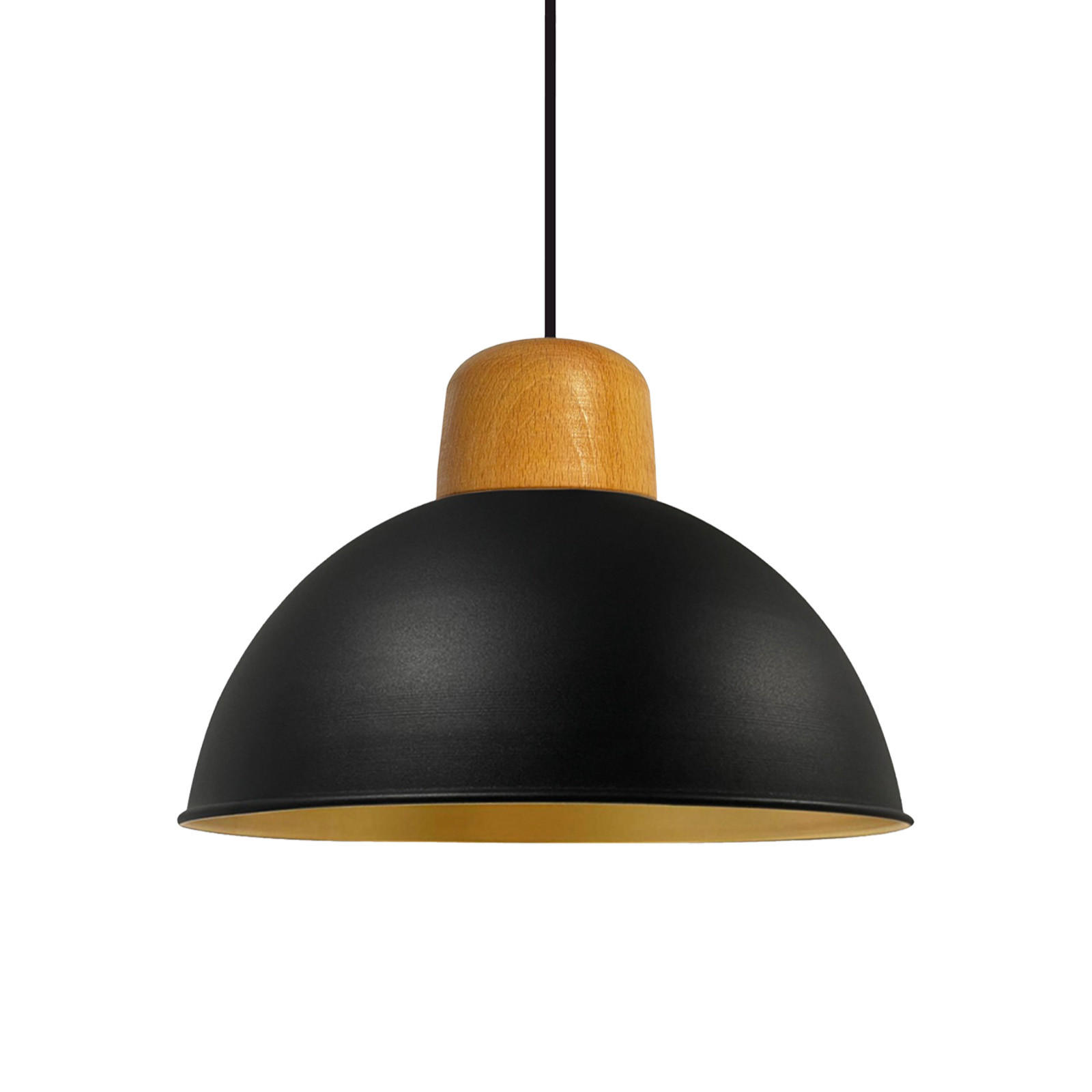 PENDELLEUCHTE Lipeo Vintage 40/23 - Goldfarben/Schwarz, Holz/Metall (40/23cm) - Bamyum