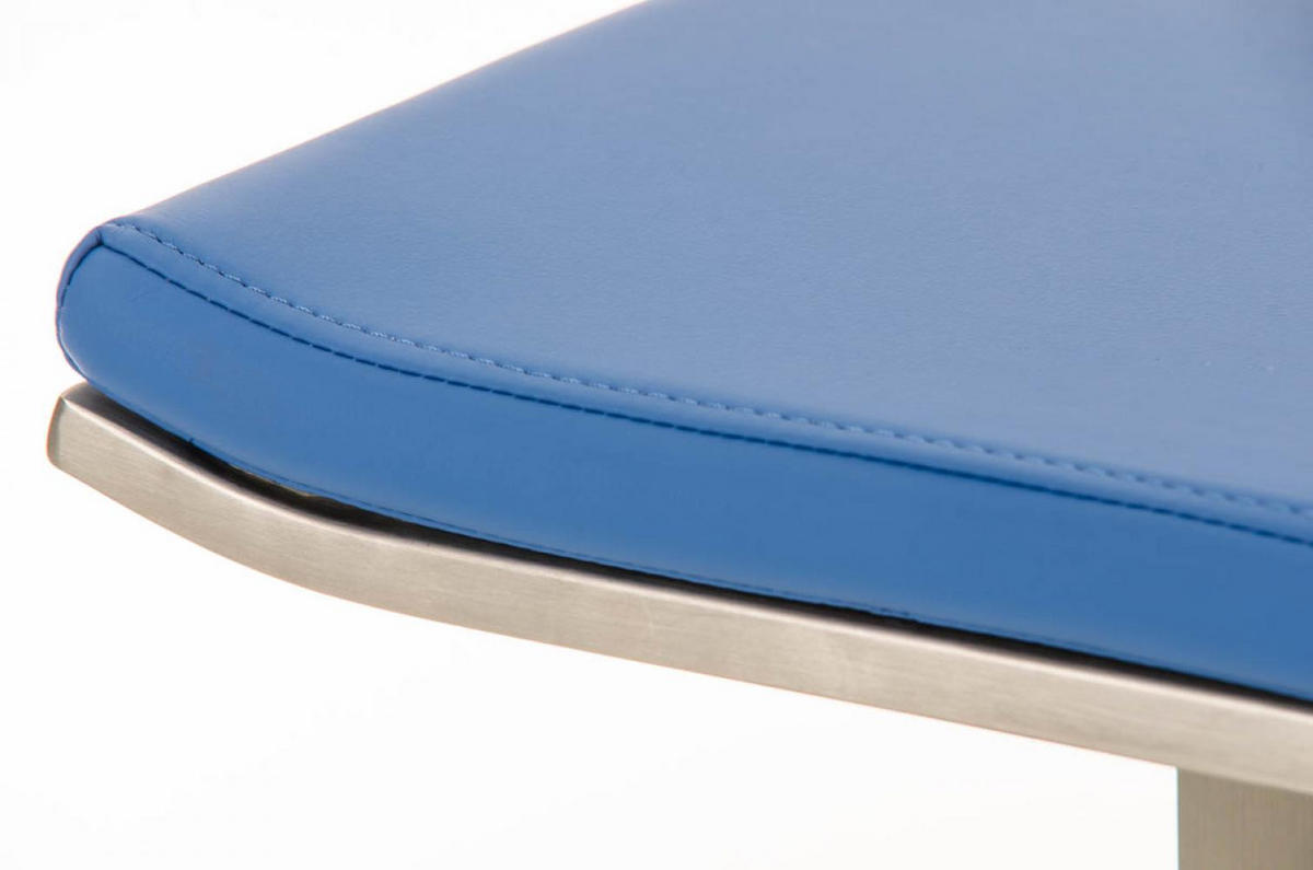 BARHOCKER Lederlook Blau - Blau/Edelstahlfarben, Textil/Metall (39/78/42cm) - CLP