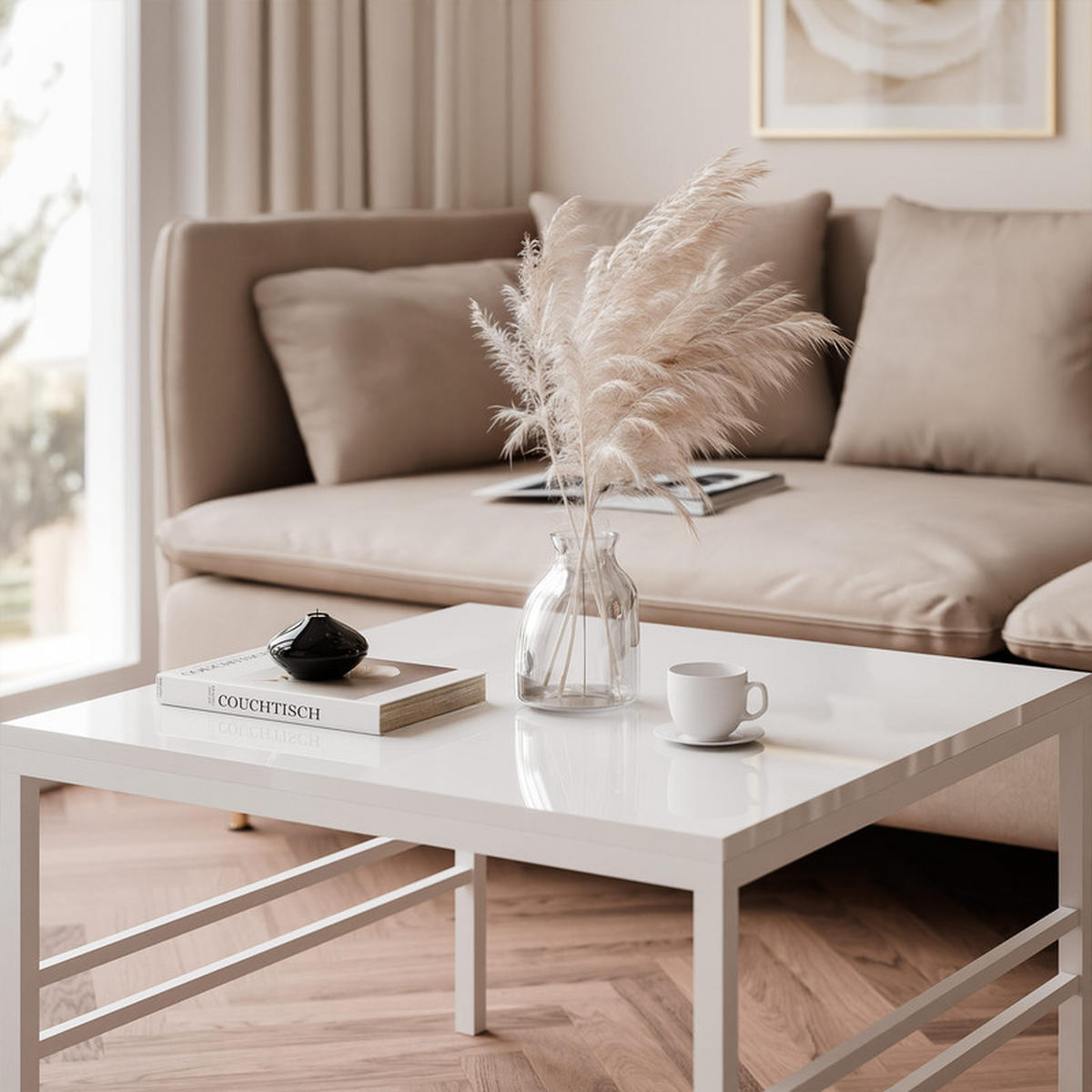 COUCHTISCH FORMA 60/60 cm Quadrat, Weiß Hochglanz - Weiß Hochglanz, Metall (60/60/46cm) - Idohome