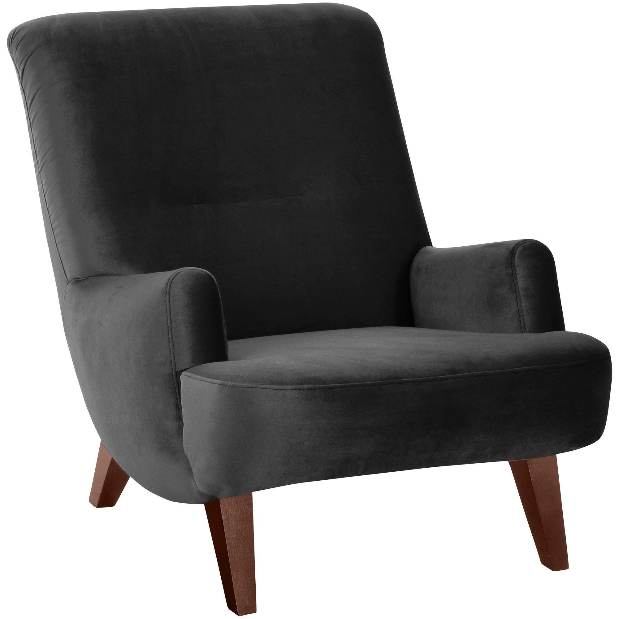 SESSEL Kajsa 71x80x101 Bezug Samtvelours Buche nussbaum/schwarz - Nussbaumfarben/Schwarz, Kunststoff (101/80/71cm) - 58aufmkessel