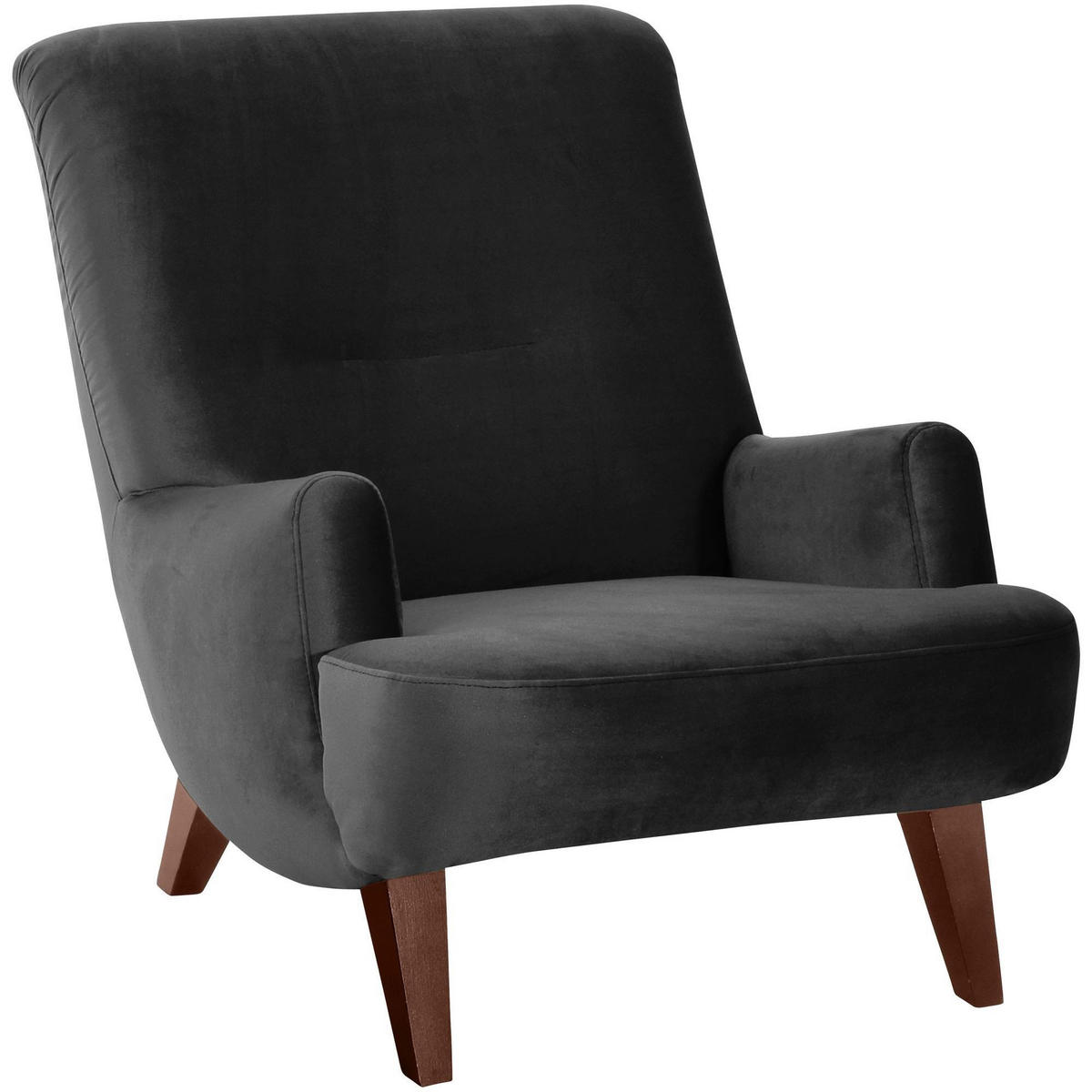 SESSEL Kajsa 71x80x101 Bezug Samtvelours Buche nussbaum/schwarz - Nussbaumfarben/Schwarz, Kunststoff (101/80/71cm) - 58aufmkessel