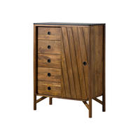 KOMMODE Mango 90x45x120 braun geölt / dunkler Granit LOS ANGELES #110 - Braun, Holz (90/120/45cm) - Massivmoebel24