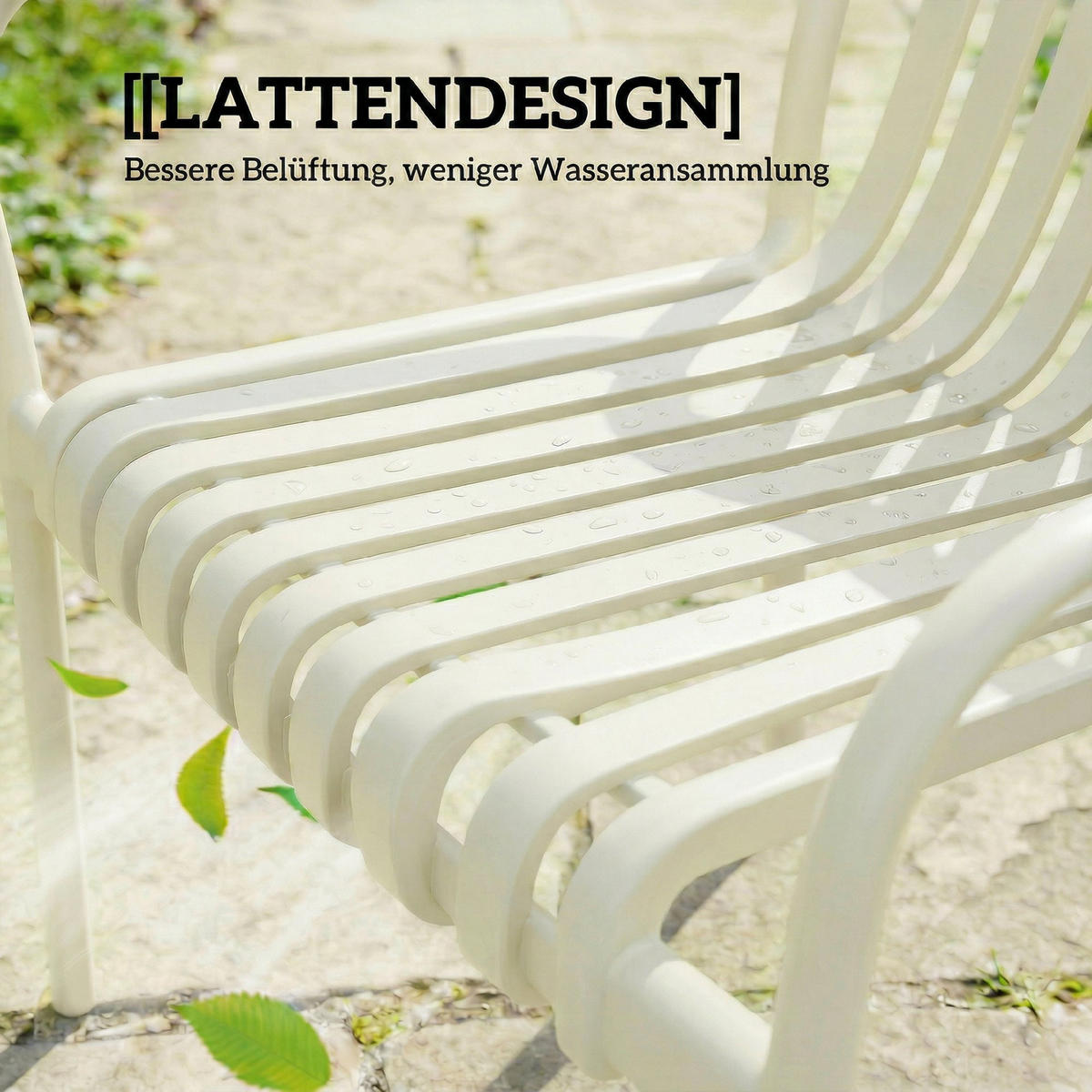 GARTENSTÜHLE 4er Set Stapelbare Terrassenstühle mit Lamelldesign Armlehnen, Ergonomisch Cremeweiß - Creme, Kunststoff (58.5/81.5/55cm)