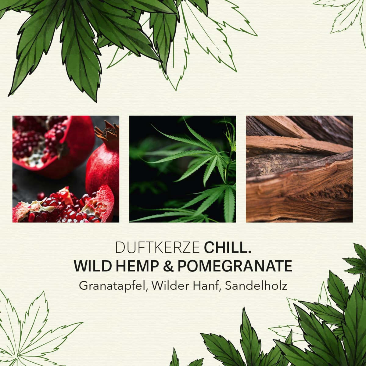 C.B.D. Duftkerze - Dunkelgrün, Glas/Naturmaterialen (9.5cm)