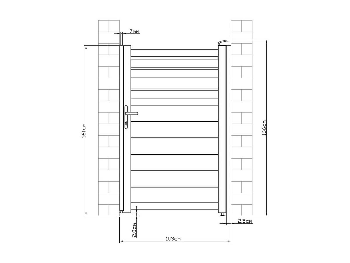 EINGANGSTOR - 100cm x 4.6cm - Aluminium - anthrazitgrau - VIAZO - Anthrazit, Metall (100/161cm) - Vente-Unique