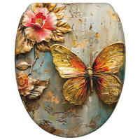 WC-SITZ mit Absenkautomatik & Top Fix Flutterby - Grau, Holzwerkstoff (37.7/5.5/48cm) - Sanilo