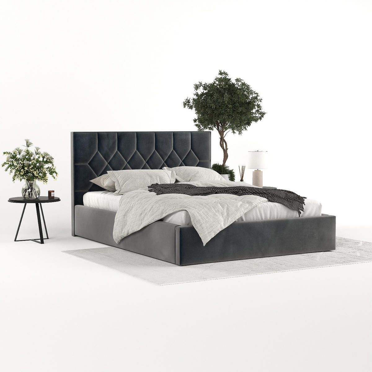 POLSTERBETT Brisa 160/200 cm Anthrazit im Paros Stoff - Anthrazit/Schwarz, Holz/Holzwerkstoff (160/200cm) - AltaBeds