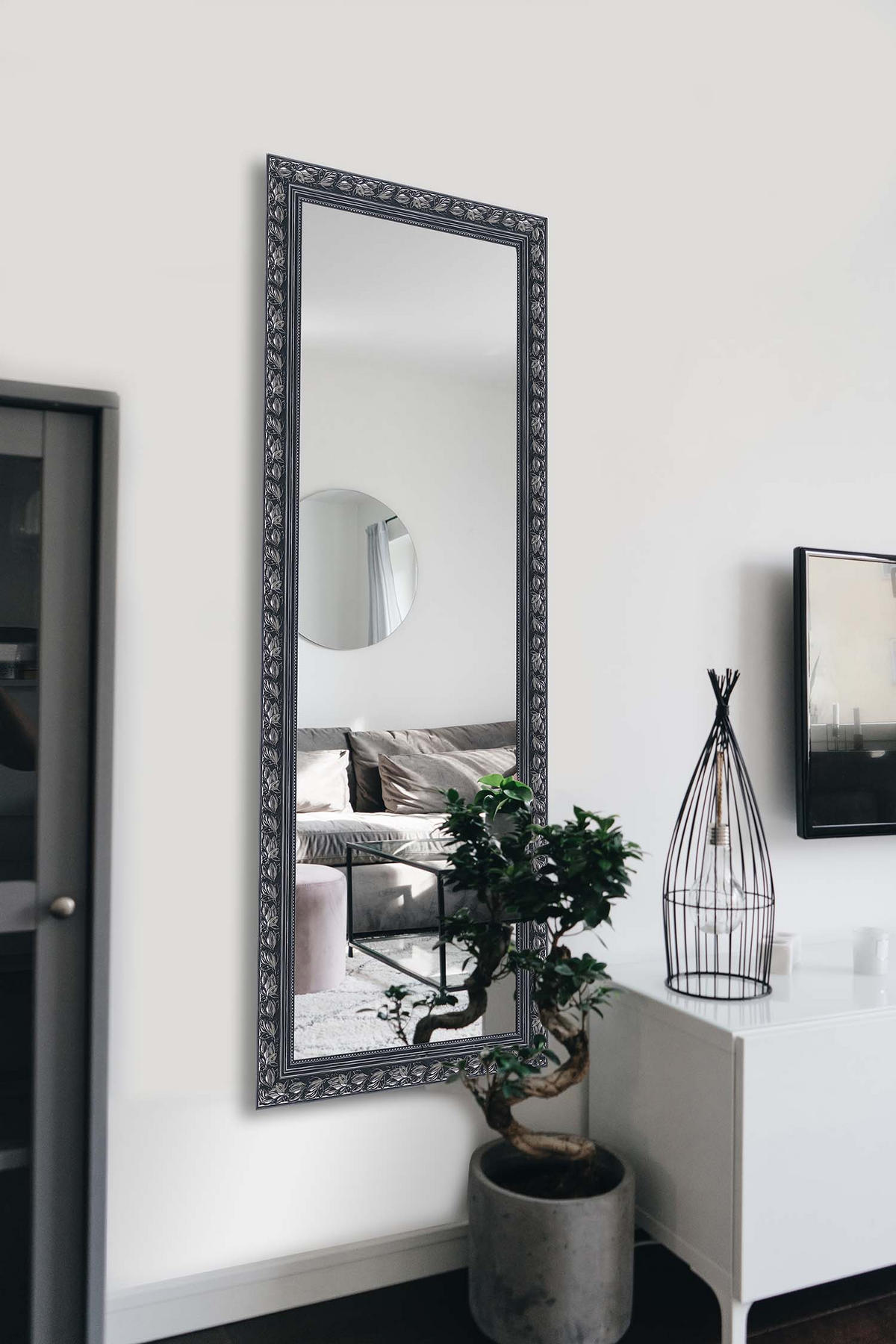 WANDSPIEGEL Tanja Schwarz-Silber - 50 x 150cm - Schwarz, Holz (50/150/3cm) - Niermann