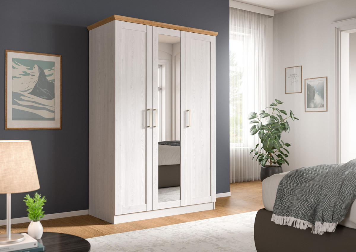 KLEIDERSCHRANK 3-türig FLORENZ (B/H/T: ca. 124/185/54 cm) in Sibiu Lärche Nachbildung/Sibiu Lärche Nachbildung - Lärchefarben, Holzwerkstoff (124/185/54cm)