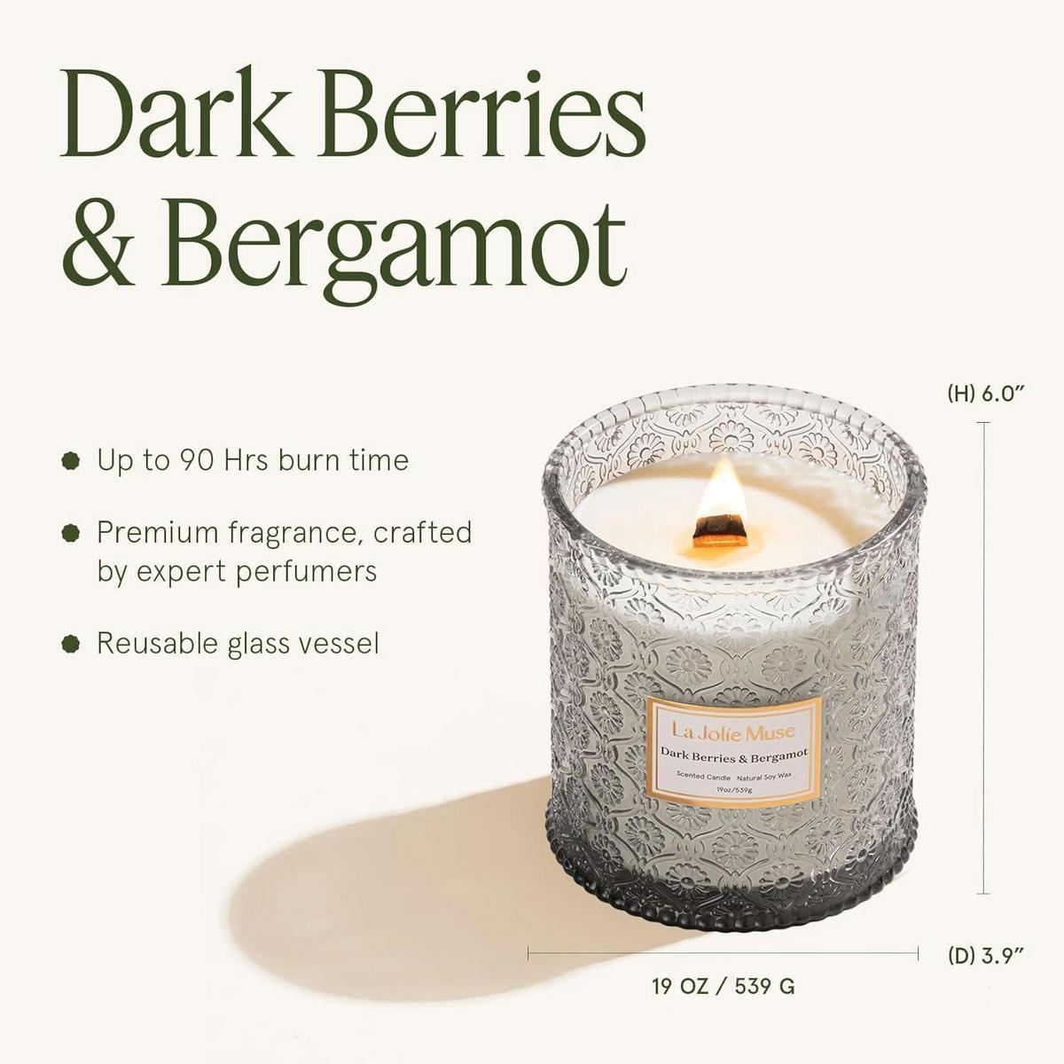 DUFTKERZE im Glas Dunkle Beere & Bergamotte 550g 80 Stunden Brenndauer - Weiß, Glas (14.6cm)