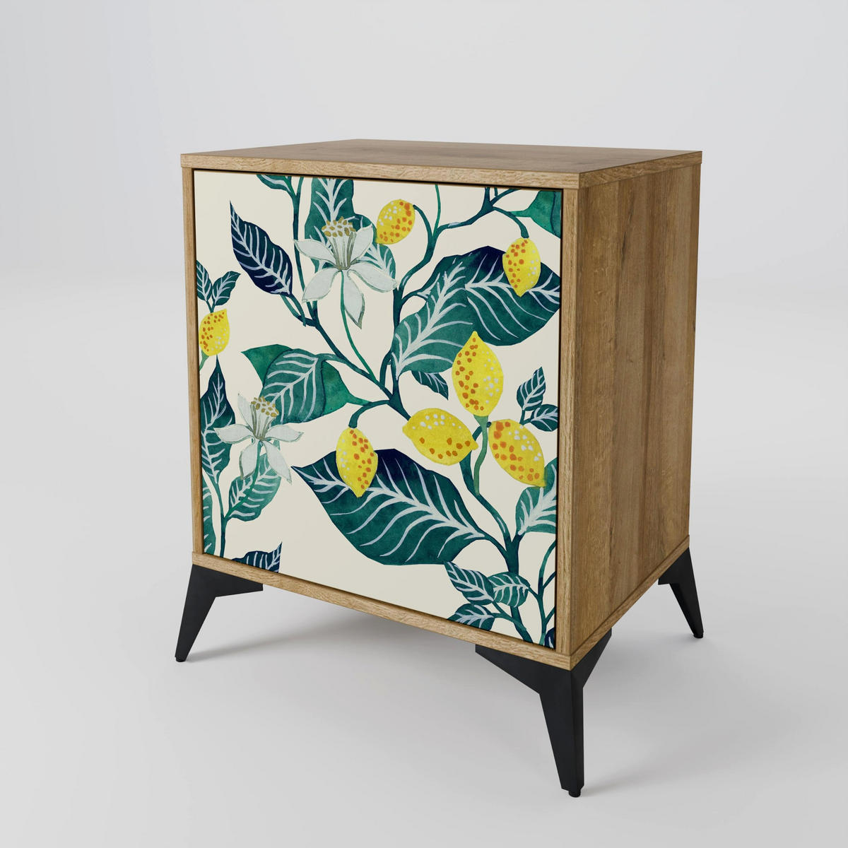 SIDEBOARD LEMON TREE, Eichefarben, 57,5x42x75,5 cm, Goldfarbene Metallfüße - Eichefarben/Goldfarben, Holzwerkstoff/Metall (57.5/75.5/42cm) - SpaceRebels
