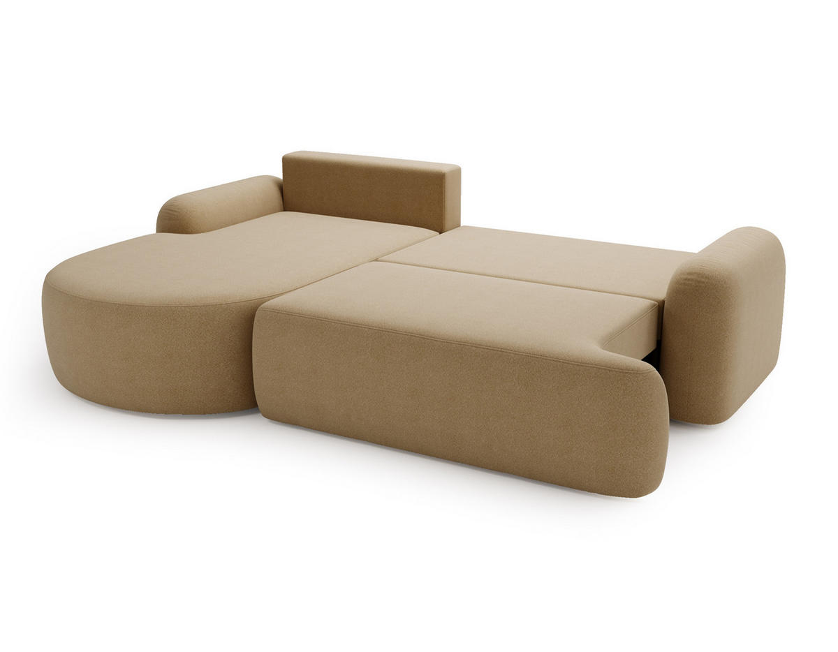 ECKSOFA Cloudy Beige, Sofa aus Boucle-Stoff mit Kissen, linke seite - Ecru, Holzwerkstoff/Textil (177/261cm) - Bettso