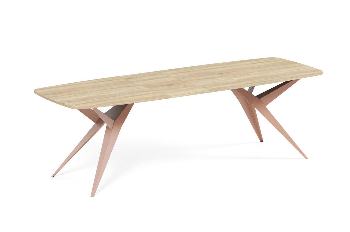 ESSTISCH AXIS - Kupferfarben/Sonoma Eiche, Holzwerkstoff/Metall (90/180/76cm) - Meblini