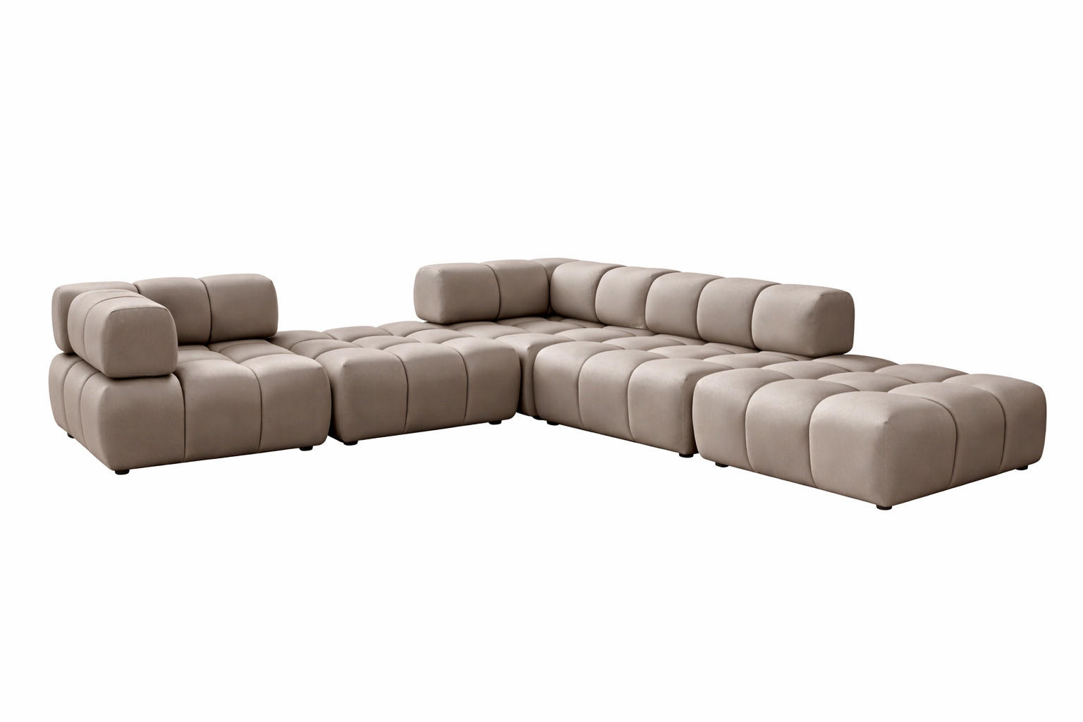 ECKSOFA Corner Modular, Veloursstoff Bluvel, Latte, Rechts, Bolla - Hellbraun, Holz (288/288cm) - Kaiser Möbel