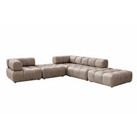 ECKSOFA Corner Modular, Veloursstoff Bluvel, Latte, Rechts, Bolla - Hellbraun, Holz (288/288cm) - Kaiser Möbel