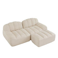 ECKSOFA 210×165×79 cm Granular Fleece rahmenlos modular mit Ottoman,weiß - Weiß, Textil (165/210cm) - Luhomfu