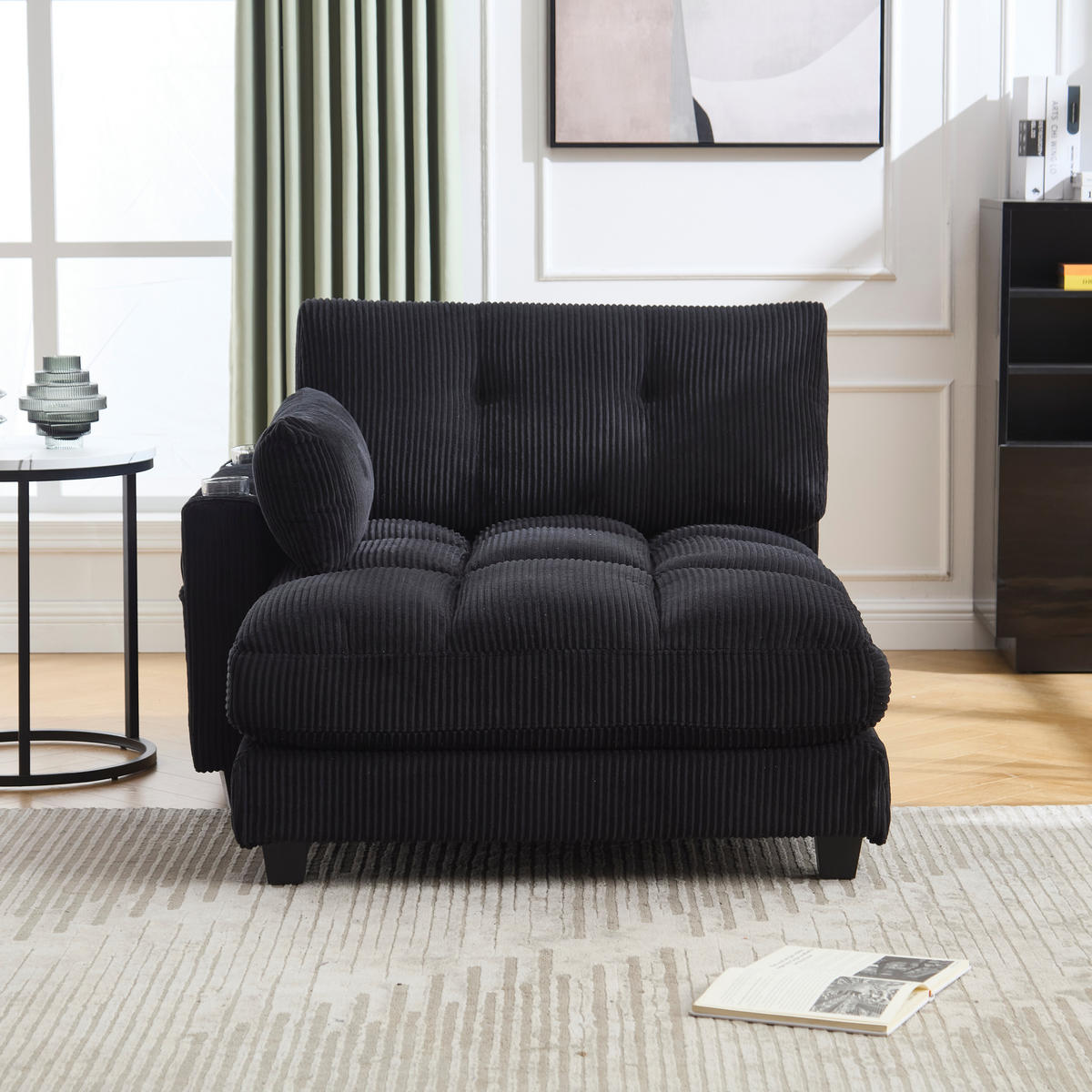 SOFABETT 140/112/81 cm Schwarz - Schwarz, Textil (112/81/140cm)