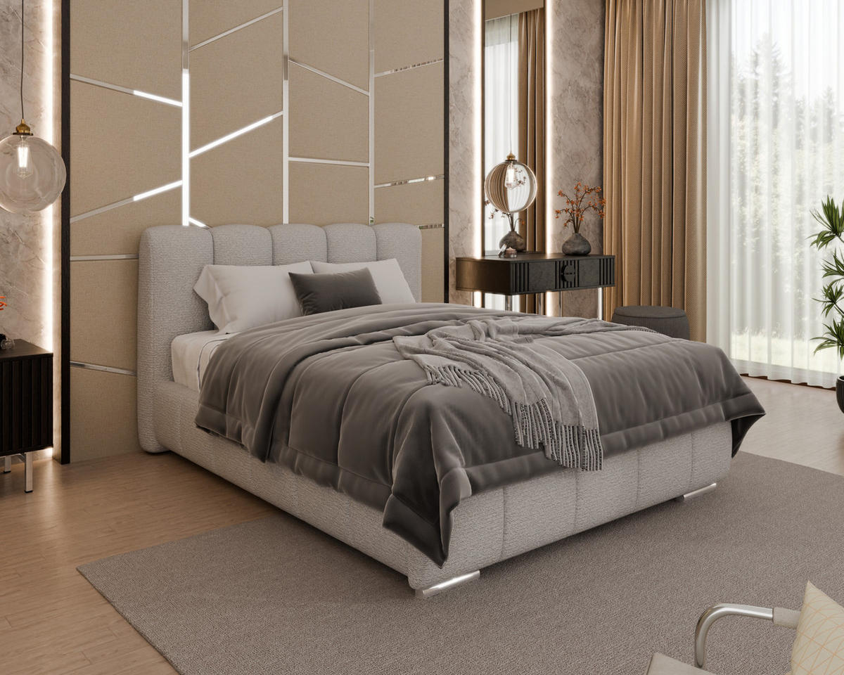 POLSTERBETT Zaira 140x200cm – Elegantes Polsterbett für modernen Wohnstil , ohne matratze, Sandfarben - Sandfarben, Holz (100/200cm) - Homesy