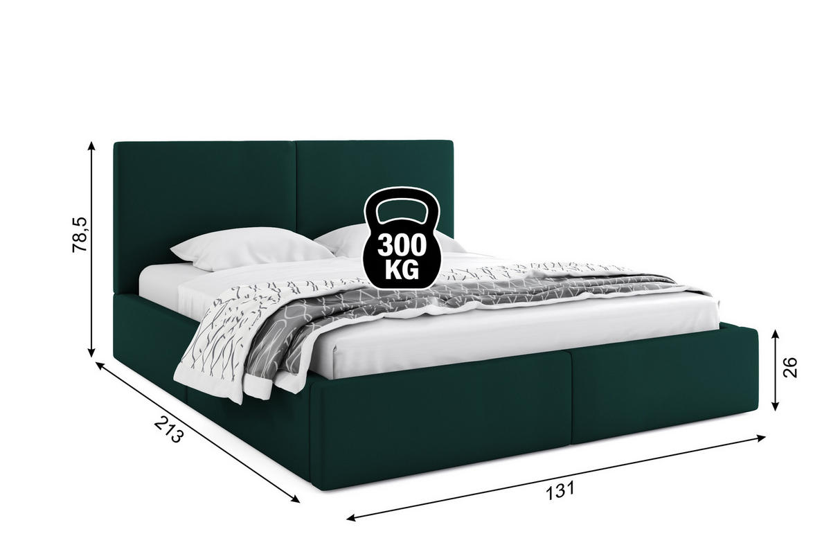 POLSTERBETT Hilton mit Stauraum - Grün, Textil (120/200cm) - Interbeds