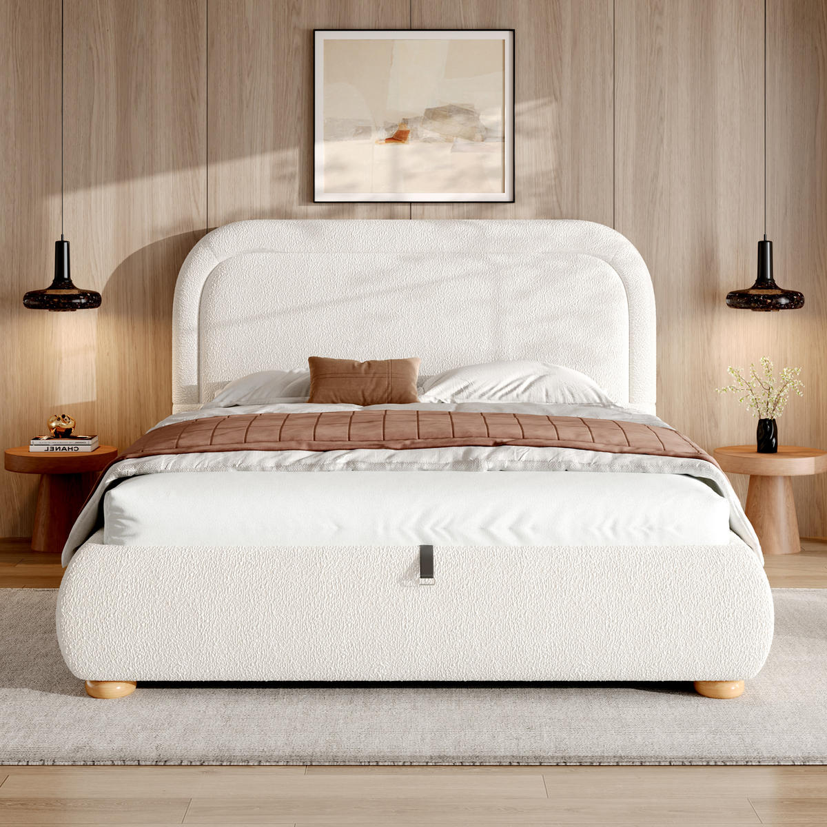 POLSTERBETT aus Schleife 160x200 cm in Weiß mit Hydraulik-Stauraum - Weiß, Textil (160/200cm) - Modfu