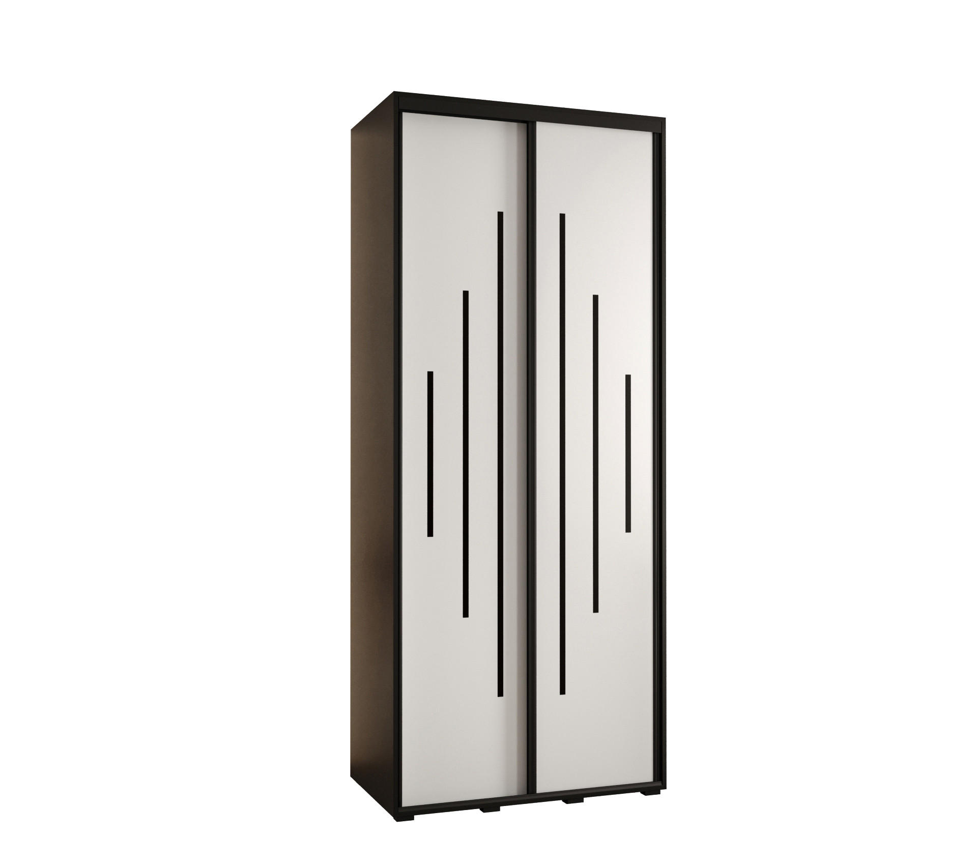 Abiks Möbel Schwebetürenschrank Schwarz, Weiß, Schwarz 110x235x60 cm