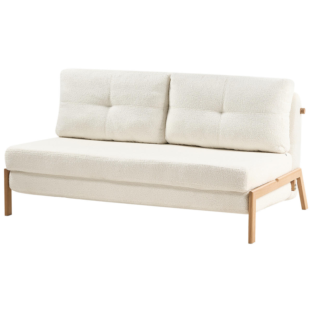 2-SITZER-SCHLAFSOFA Bouclé cremeweiß Edland - Hellbraun/Weiß, Textil (152/76/96cm) - Beliani