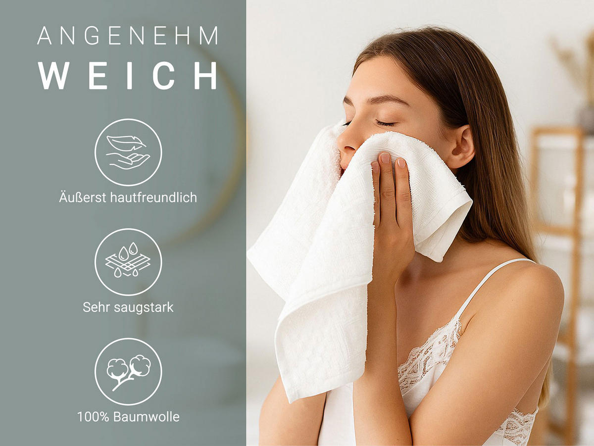 GÄSTETÜCHER, 10er-Set, 30x50 cm, 100% Baumwolle, Weiß - Weiß, Textil (30/50cm) - Zollner