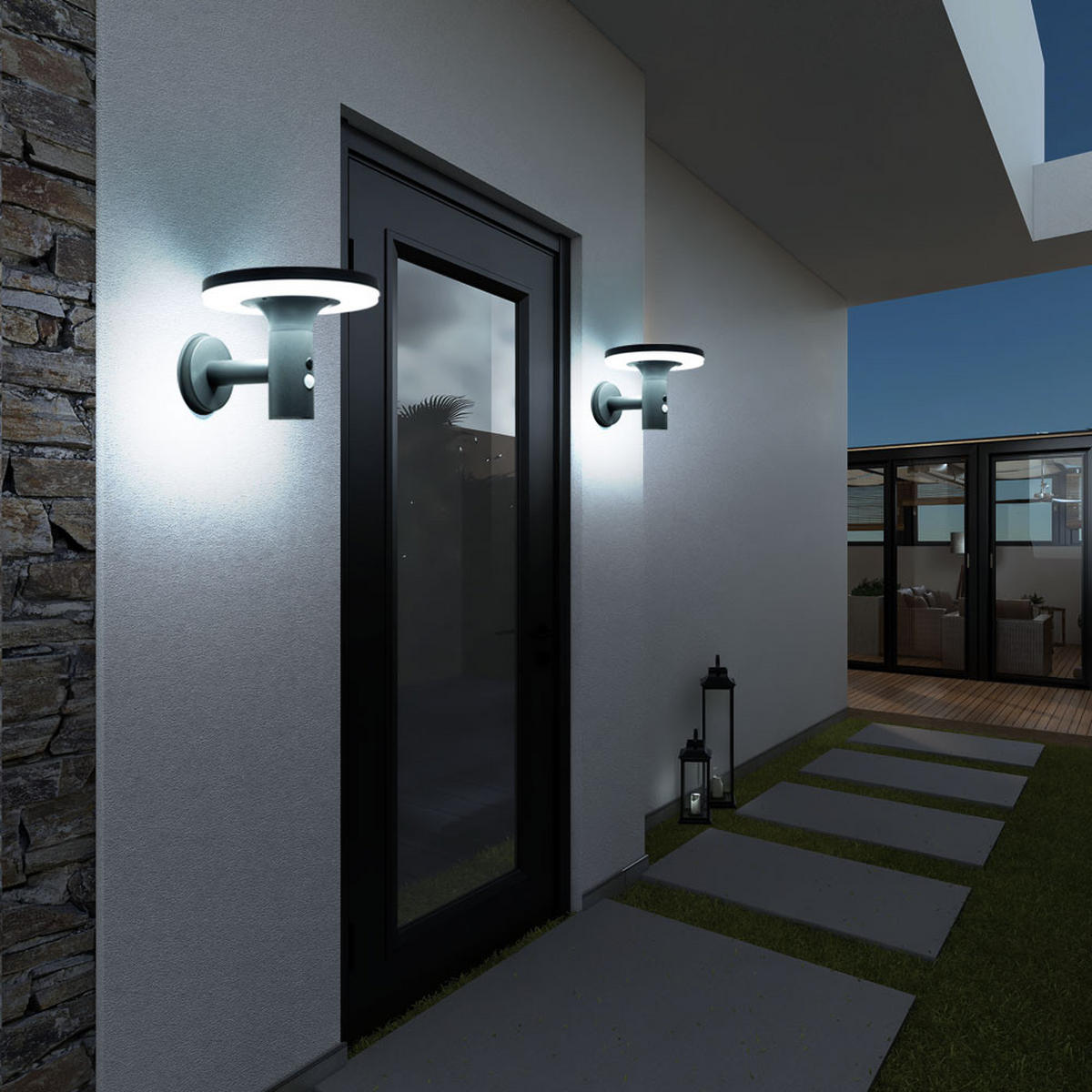 LED AUSSENLEUCHTE Solar Anthrazit 2er Set - Anthrazit, Metall (24/16/21cm)