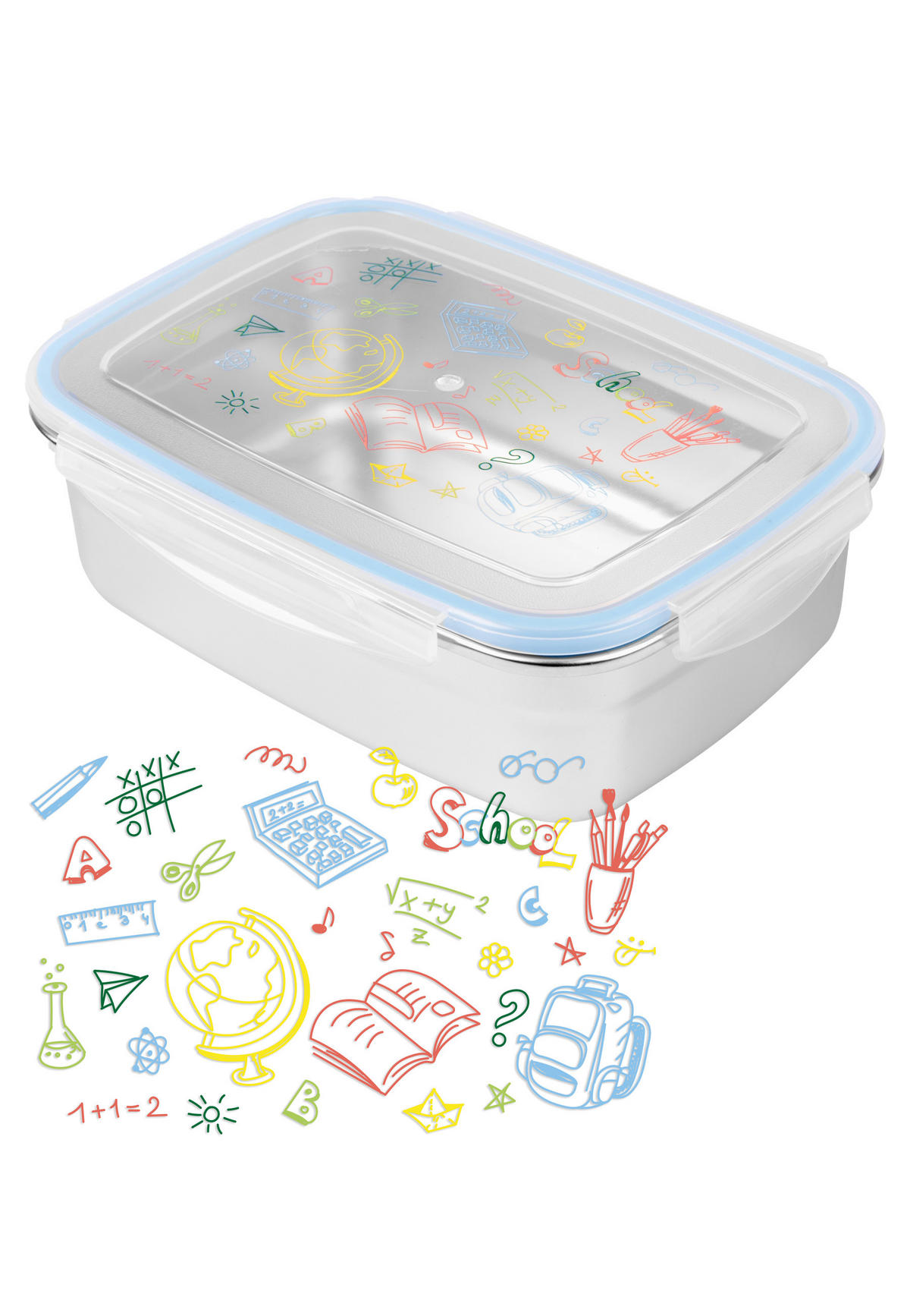 BROTDOSE Back to school Silber 20 x 14,5 x 6,5 cm - Grau, Metall (20/6.5/14.5cm) - United Labels