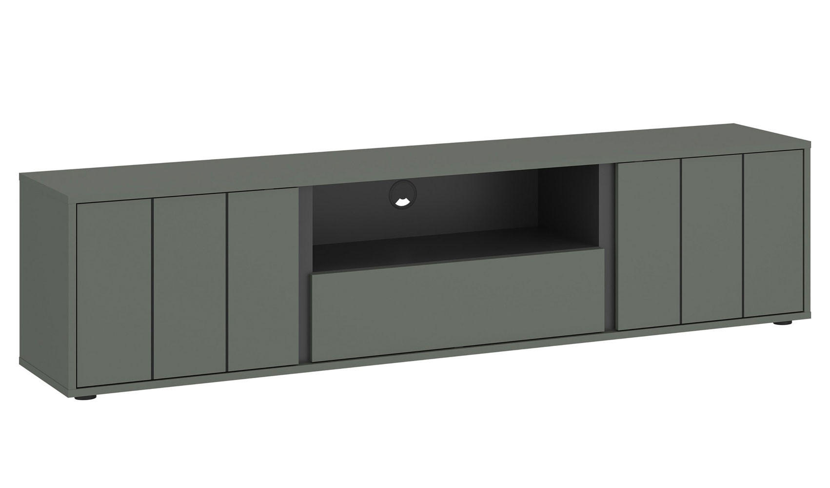 LOWBOARD Veddel grau-grün / anthrazit 177 / 43,5 / 40cm - Blaugrau/Grau, Holz/Holzwerkstoff (177/40/43.5cm) - Feldmann-Wohnen