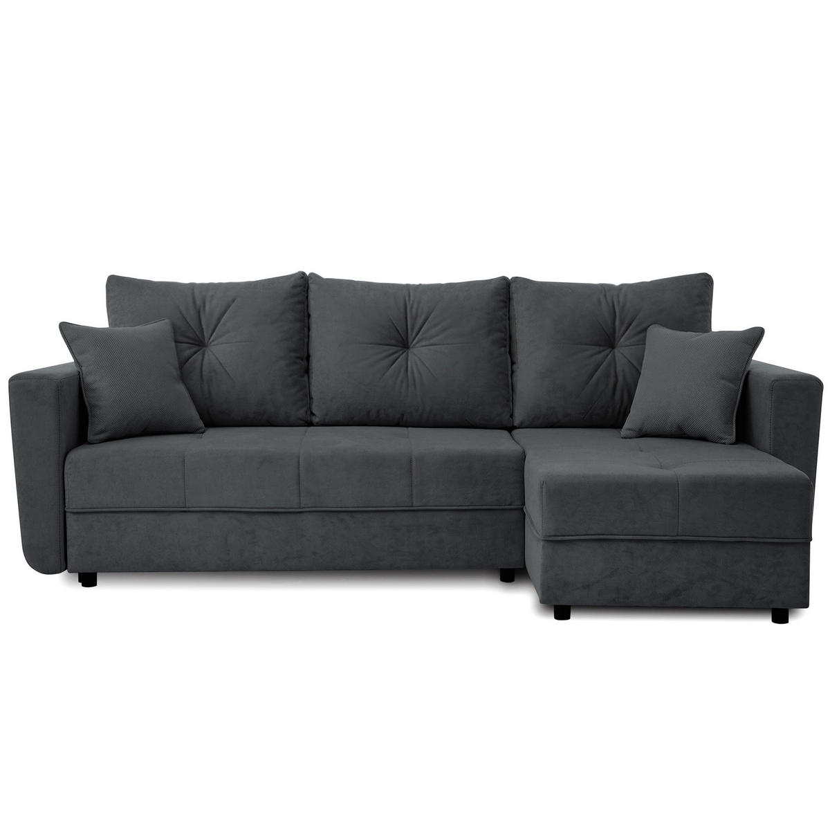 ECKSCHLAFSOFA Verona mit Bettkasten und universeller Ottomane 240 cm, Dunkelgrau - Dunkelgrau, Textil (240/148cm) - Beautysofa