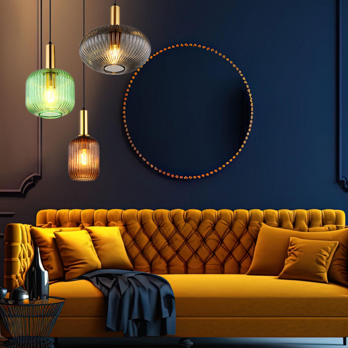 HÄNGELEUCHTE Glas bunt - Multicolor, Glas (55/55/130cm) - Globo Lighting