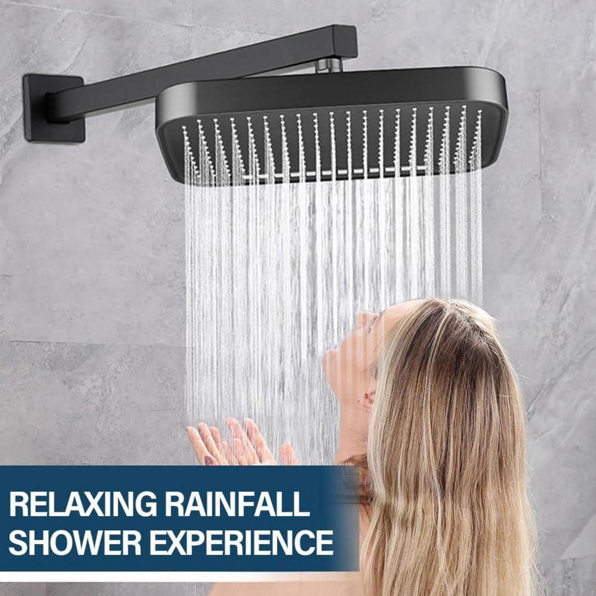 DUSCHKOPF Regendusche 12 Zoll Schwarz 2 Duschmodi - Schwarz, Kunststoff (22/12.7/32cm)