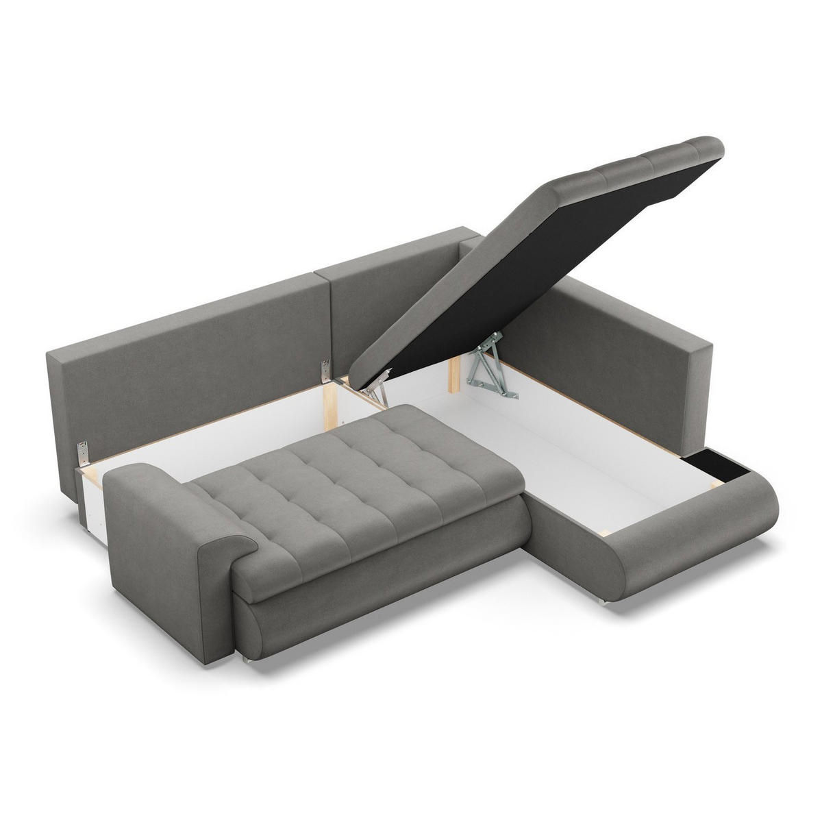 ECKSOFA RECHTS MIT SCHLAFFUNKTION FORESTA, Hellgrau - Hellgrau, Textil (230/200cm) - Mebligo