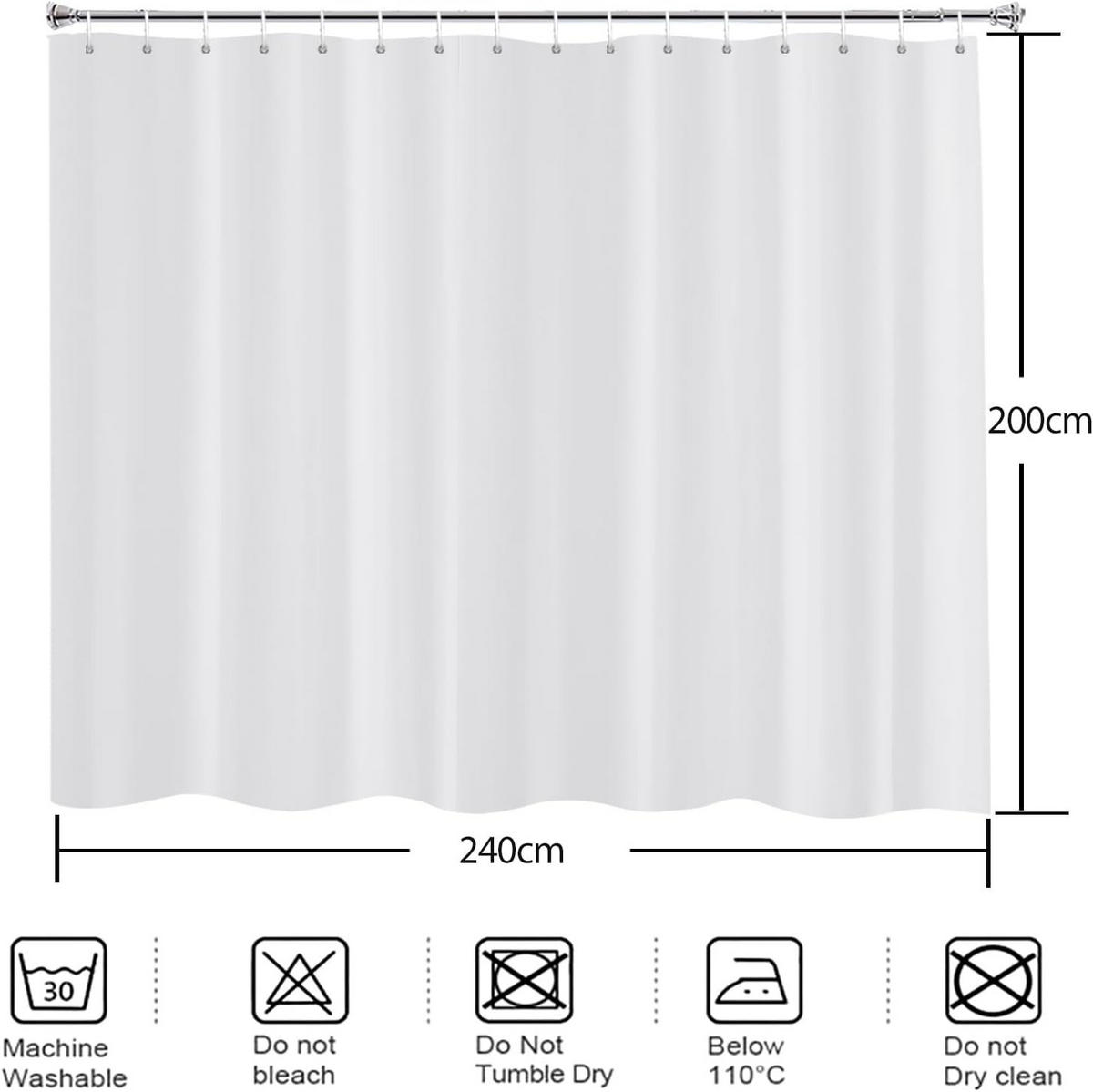 DUSCHVORHANG Weiß 240/200 cm Wasserabweisend Schimmelresistent - Weiß, Kunststoff (240/200cm) - MCBOSON