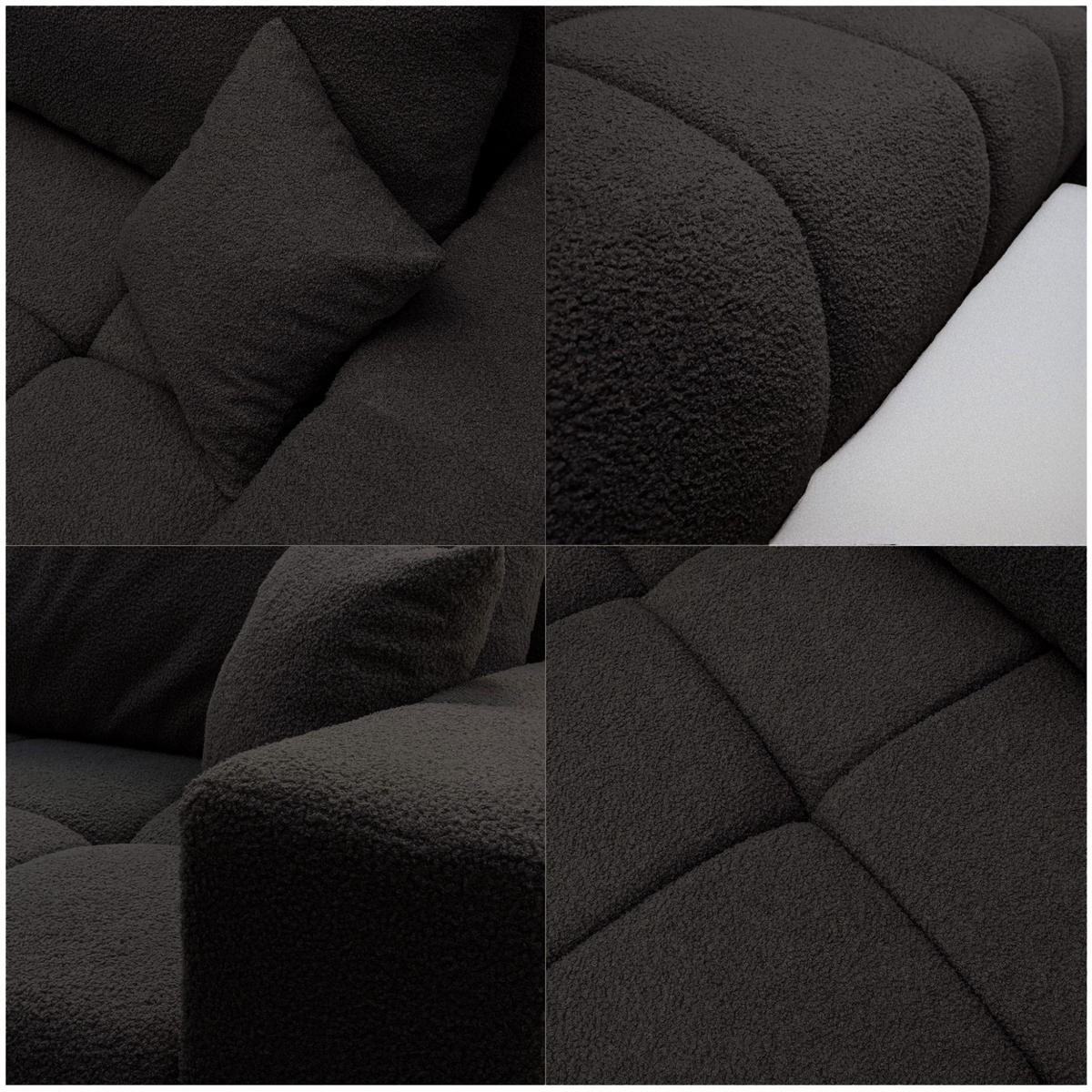 ECKSOFA Anabel Max Mit Schlaffunktion - Schwarz, Holzwerkstoff/Textil (278/145cm) - Fun Möbel