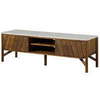 TV-BOARD Mango 160x45x50 braun geölt / echter Marmor LOS ANGELES #01 - Braun, Holz (160/50/45cm) - Massivmoebel24