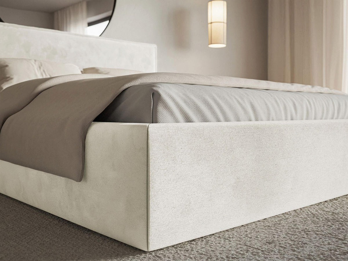 POLSTERBETT Softie Greige Velours 160x200 - Taupe, Textil (160/200cm) - Selsey