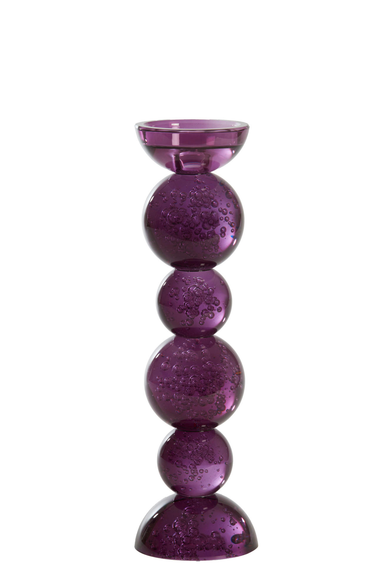 KERZENHALTER Itinga Violett Ø9,5/34 cm - Lila, Glas (9.5/34/9.5cm) - Light & Living