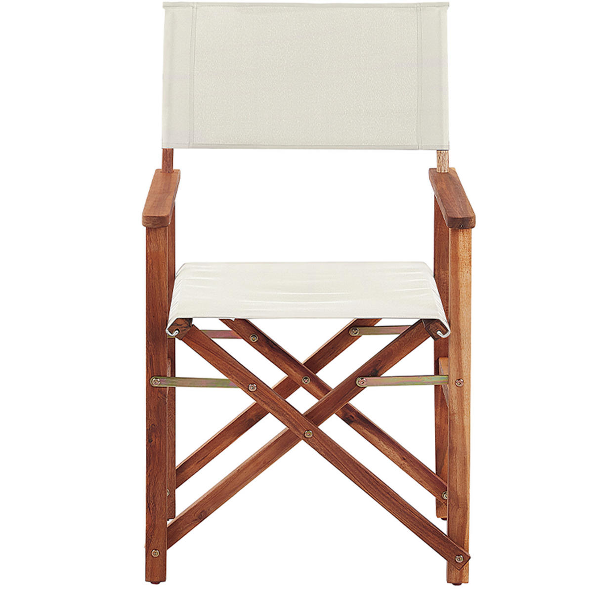 GARTENSTUHL 2er-Set Akazienholz dunkelbraun Auflagen cremeweiß Cine - Dunkelbraun/Weiß, Holz (50/91/50cm) - Beliani