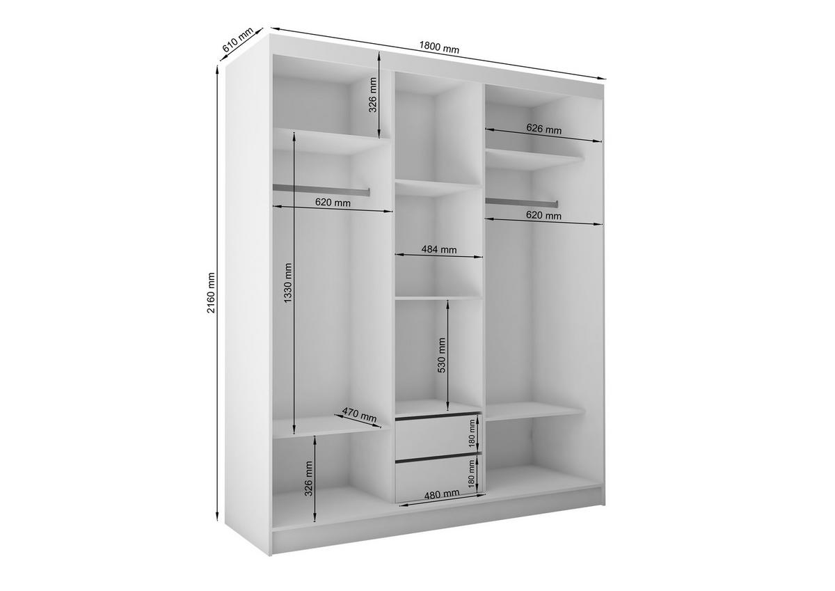 SCHWEBETÜRENSCHRANK Vex 180 cm mit Spiegel, 3-türig, kaschmir - Kaschmir, Kunststoff (180/216/61cm) - Margaret Hadas24