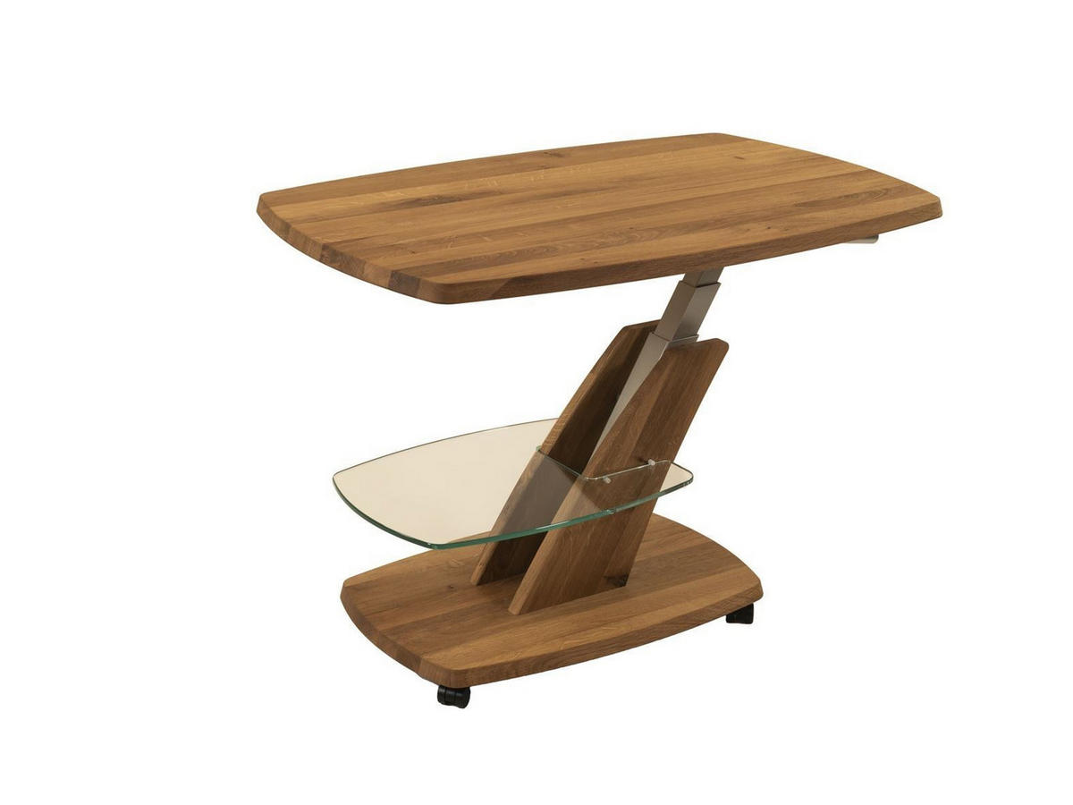 FUNKTIONSTISCH Catalina höhenverstellbar 90 x 60 x 47-64 Couchtisch Massivholz Wildeiche - Braun, Holz (90/60/47cm) - 58aufmkessel