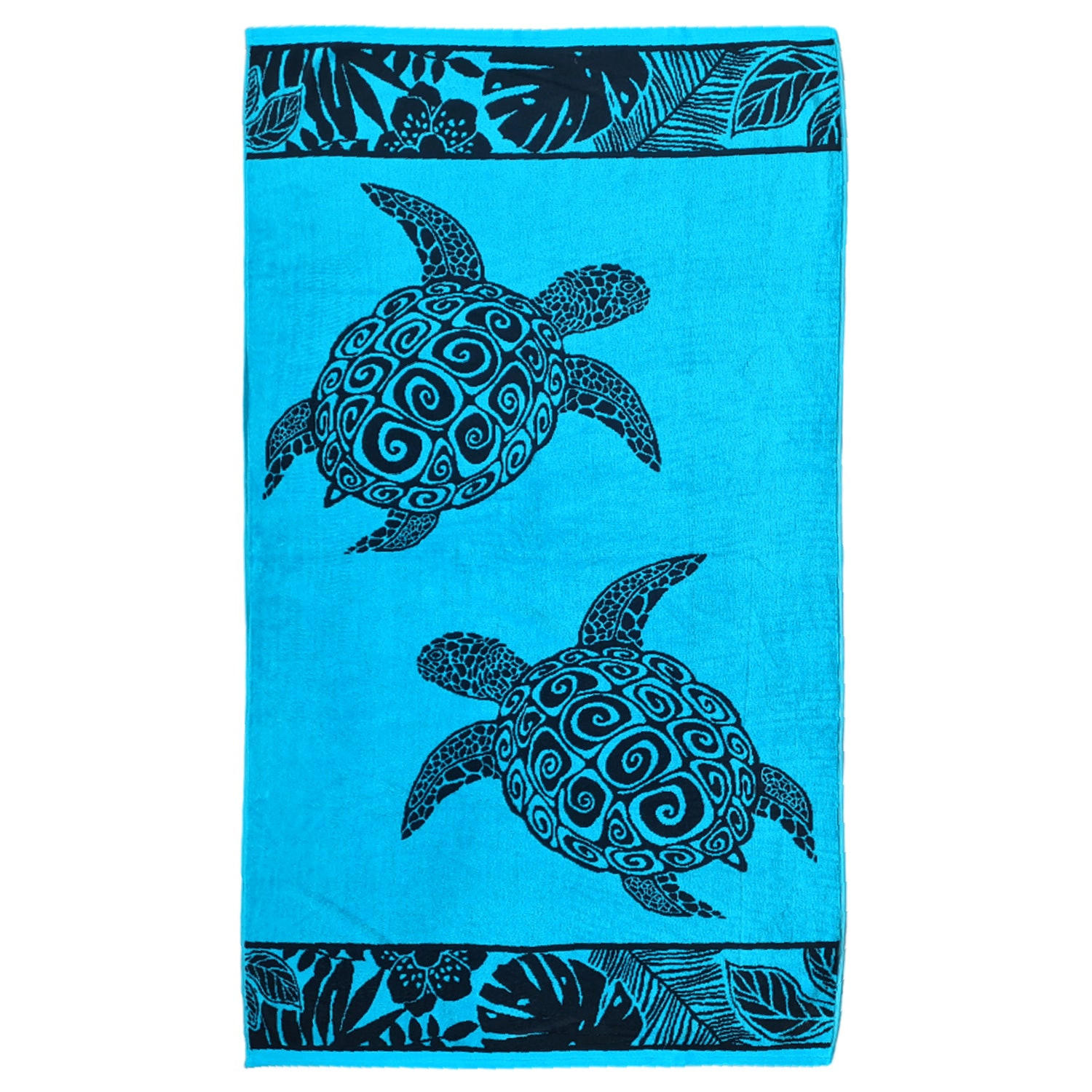 STRANDTUCH Frottee Velours Jacquard Blau 90x170 400g/m² - Lagao - Blau, Textil (90/170cm) - LE COMPTOIR DE LA PLAGE