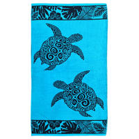 STRANDTUCH Frottee Velours Jacquard Blau 90x170 400g/m² - Lagao - Blau, Textil (90/170cm) - LE COMPTOIR DE LA PLAGE