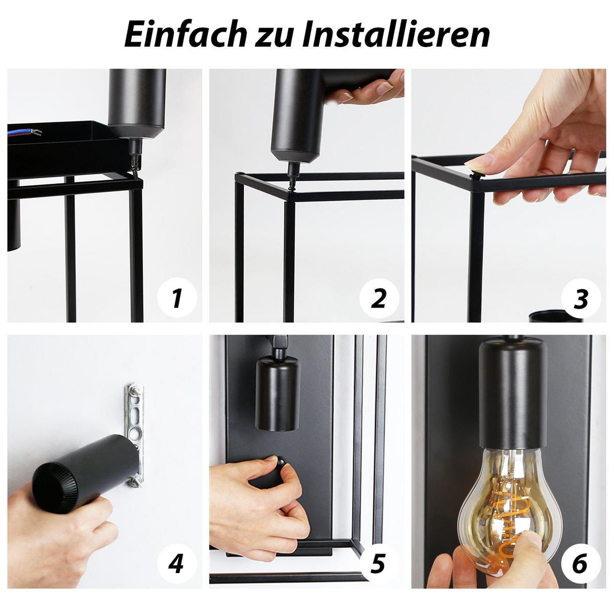 WANDLEUCHTE Solarium 23/18/15 cm - Schwarz, Metall (18/15/23cm) - ZMH