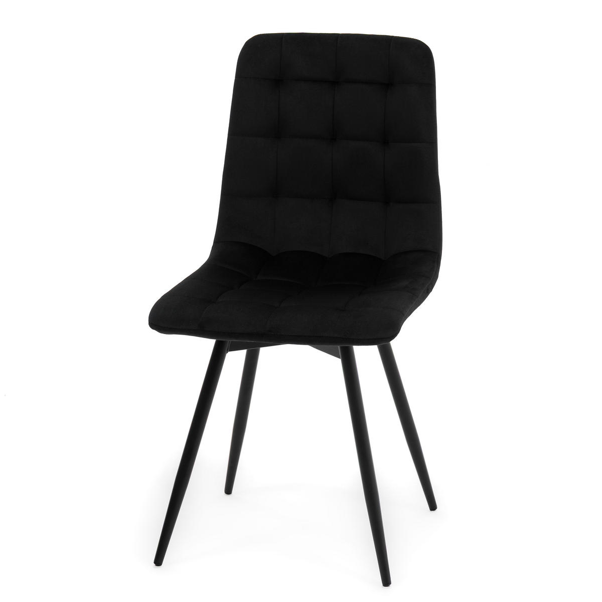 STUHL ARCO drehbar gepolstert mit Steppung - schwarz - Samt Velours - Schwarz, Textil/Metall (46/90/51cm) - NEW HOME