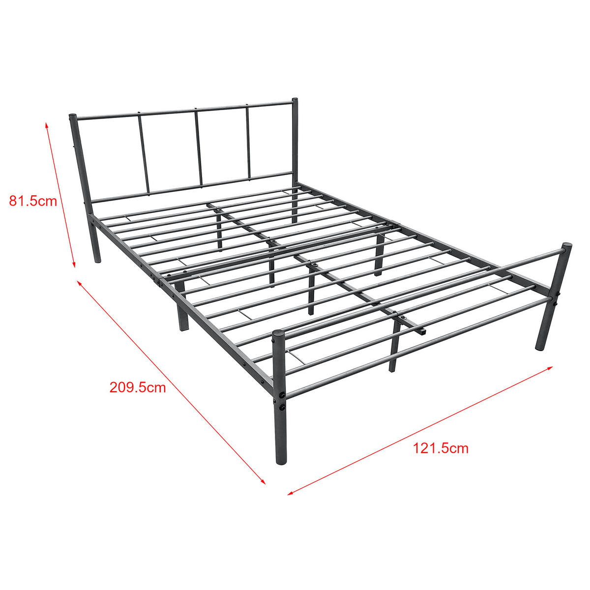 METALLBETT Laos mit Matratze - Dunkelgrau, Textil/Metall (120/200cm) - [en.casa]