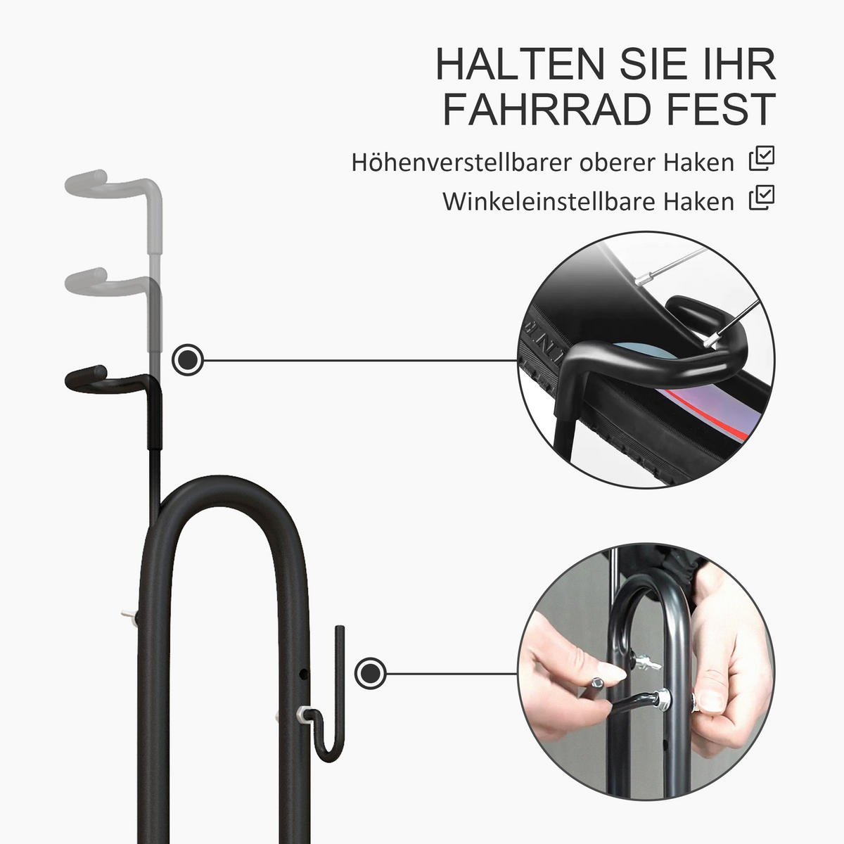 FAHRRADSTÄNDER vertikal und horizontaler Radständer für 700c Fahrräder - Schwarz, Metall (44/118/45cm)